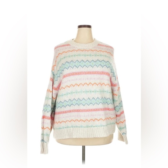 American Eagle Outfitters Rainbow Oversized Fair Isle Crewneck Sweater Size S - Picture 7 of 9